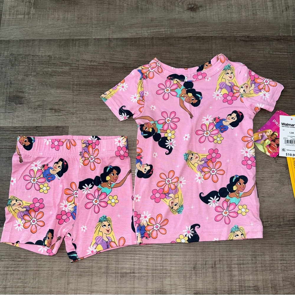 Princess Toddler Tee and Shorts Viscose Pajama Set, 2-Piece, Sizes 12M